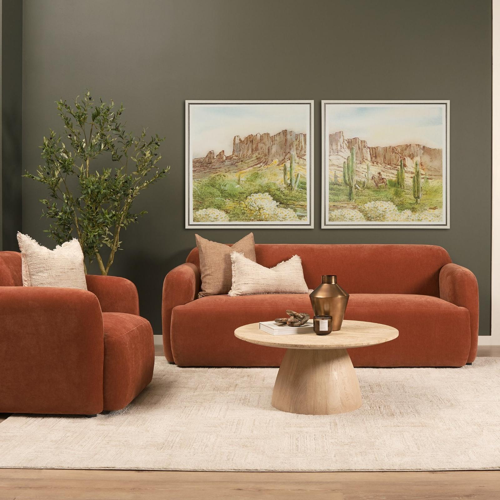 Mercana Allyson Light Wood Base w/ Travertine Top Coffee Table