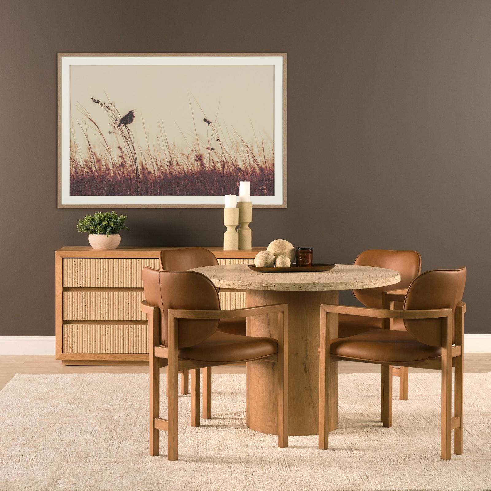 Mercana Travona Oak Wood w/ Travertine 6 Drawer Dresser