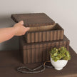 Mercana Strata Fluted Walnut Wood Decorative Box Set