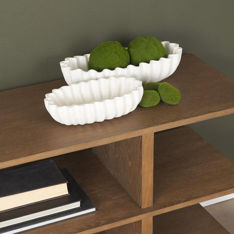 Mercana Camelia Fluted Paper Mache Centerpiece Bowl