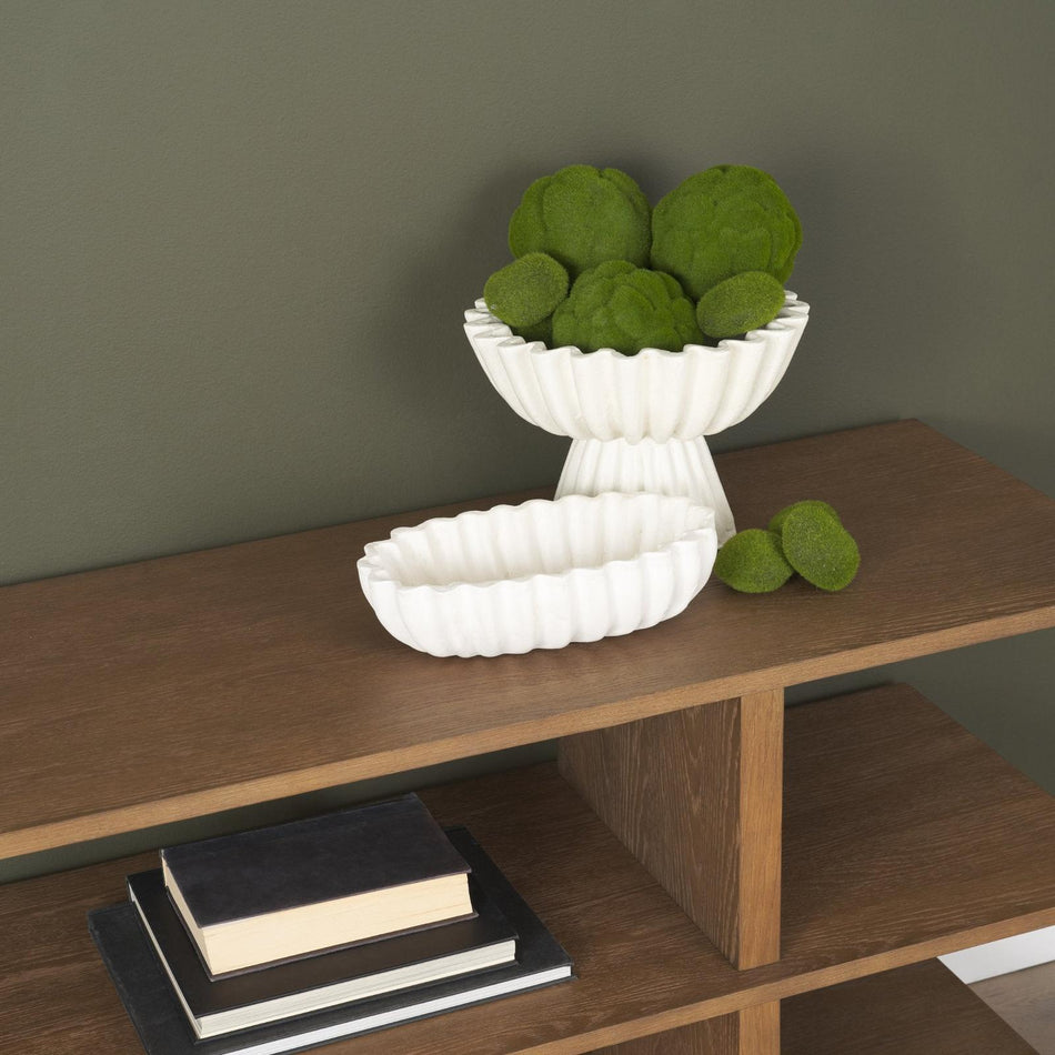 Mercana Camelia White Paper Mache Centerpiece Bowl