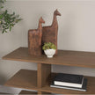 Mercana Farasi Medium Brown Wood Carved Horse Object - Set of 2