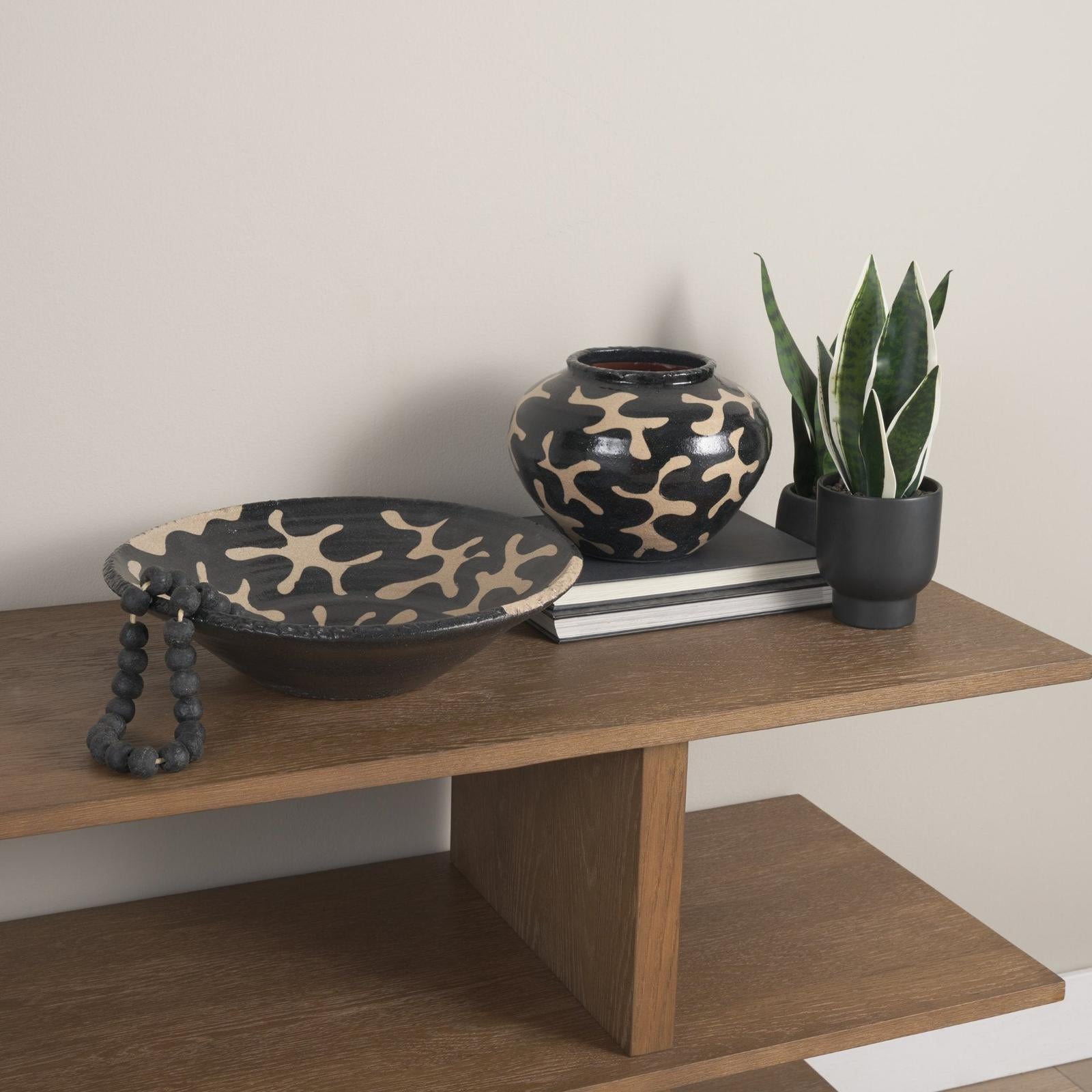 Mercana Bosma Black and Cream Ceramic Urn