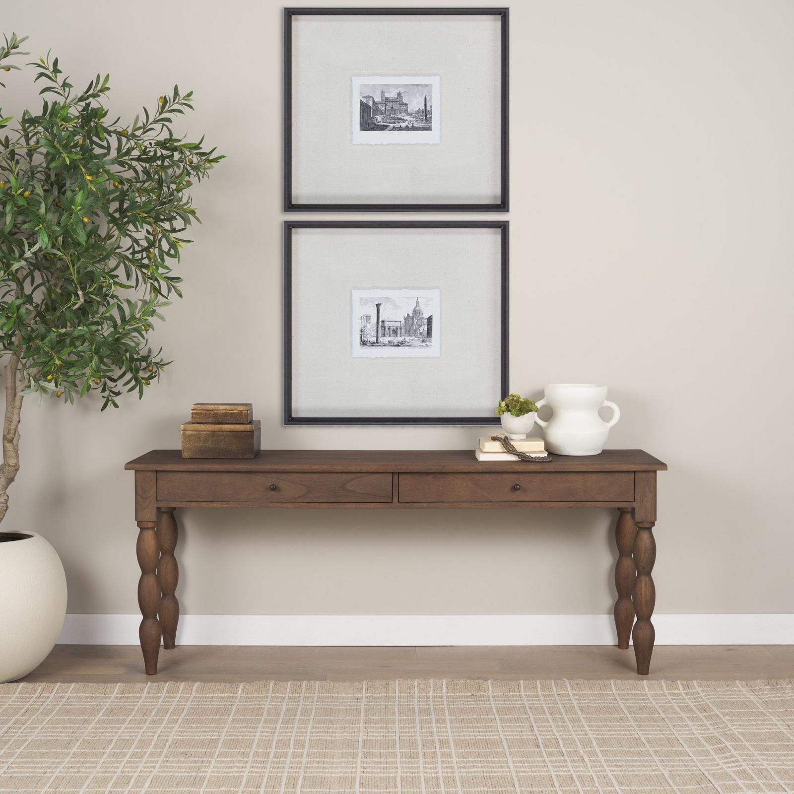 Mercana Angeline Spool Turned 2 Drawers Console Table