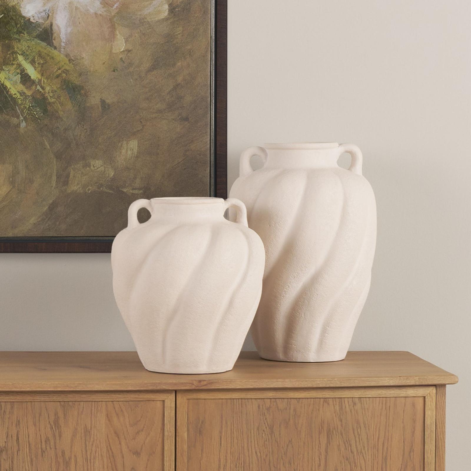 Mercana Syros Twisted Cream Ceramic Urn Vase