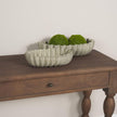 Mercana Camelia Fluted Sage Green Paper Mache Round Centerpiece Bowl