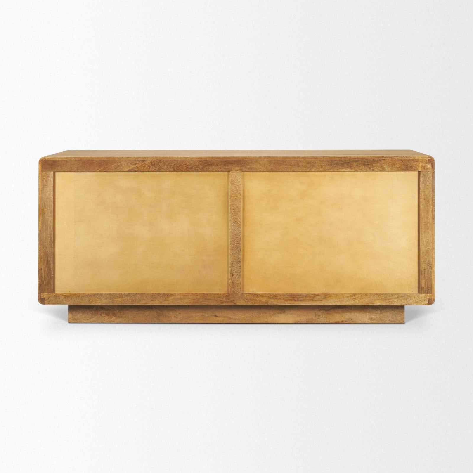 Mercana Valterra Wood w/ Travertine 4 Door Sideboard