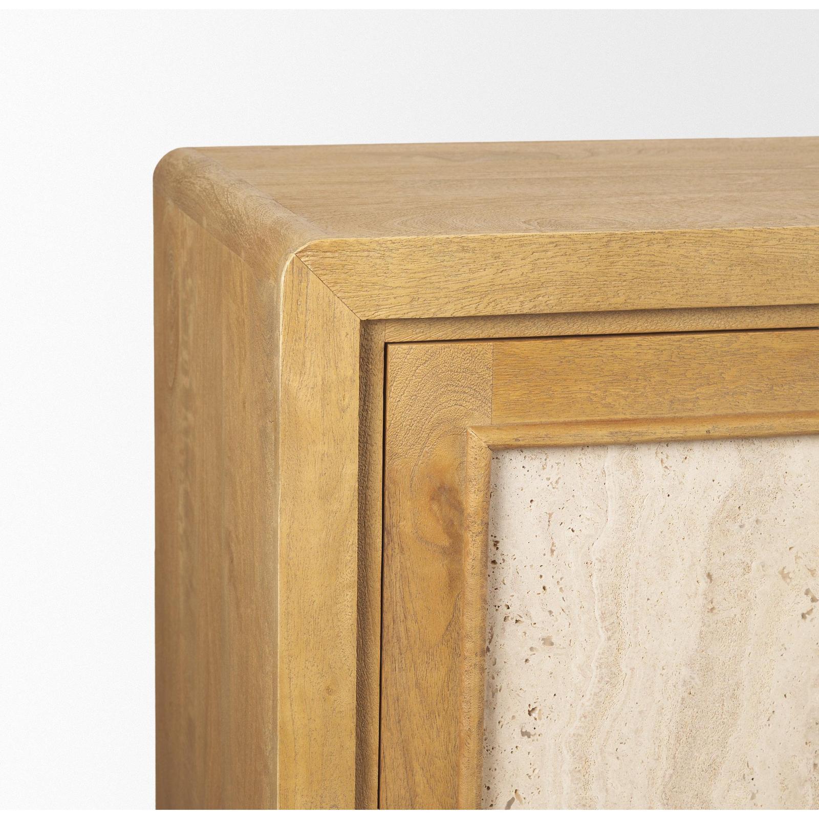 Mercana Valterra Wood w/ Travertine 4 Door Sideboard