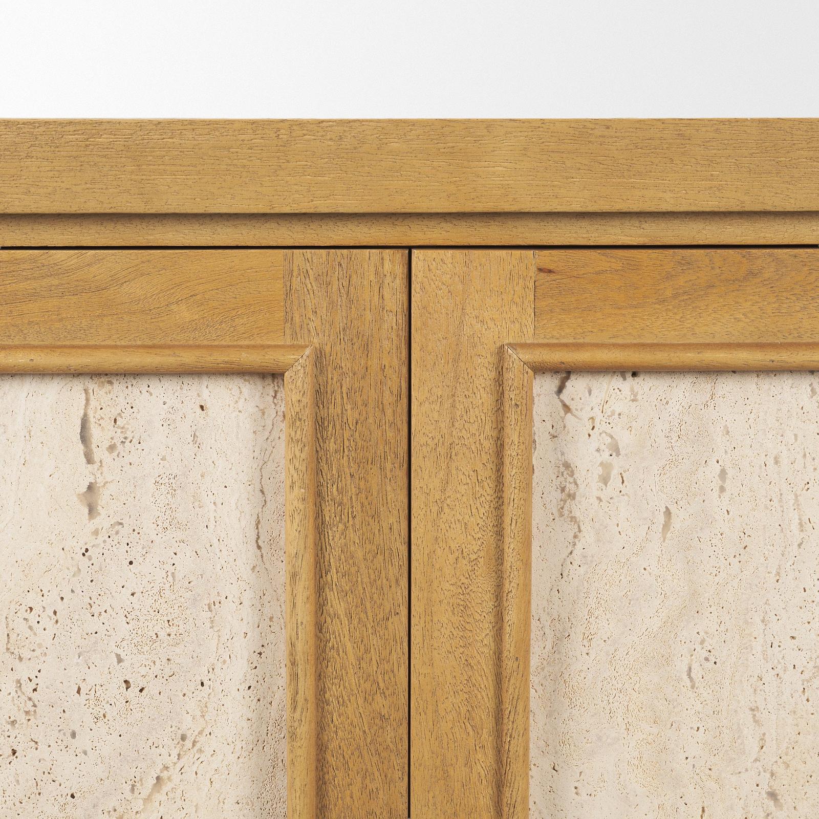 Mercana Valterra Wood w/ Travertine 4 Door Sideboard