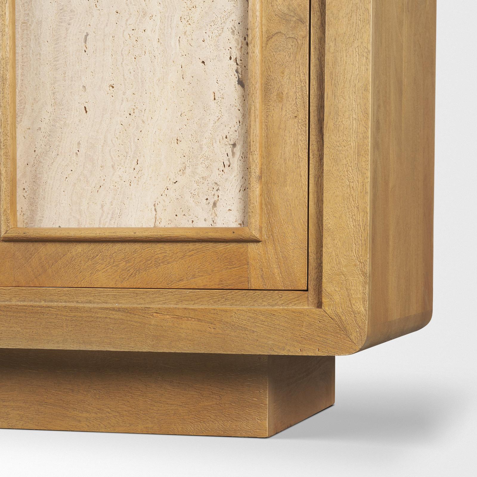 Mercana Valterra Wood w/ Travertine 4 Door Sideboard