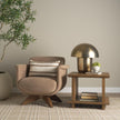 Mercana Oskar Wood Base Swivel Accent Chair