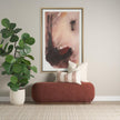 Mercana Siren Burgundy Fabric w/ Brown Ash Wood Oblong Bench