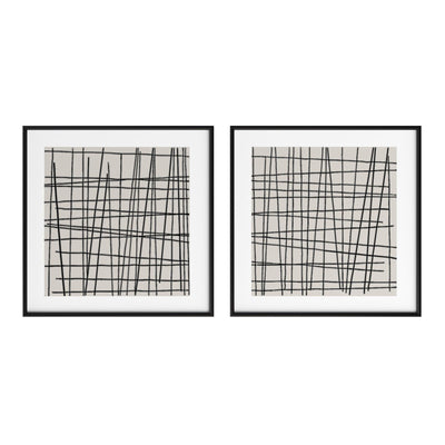 Sunpan Crosshatch Black Floater Frame- Set of 2