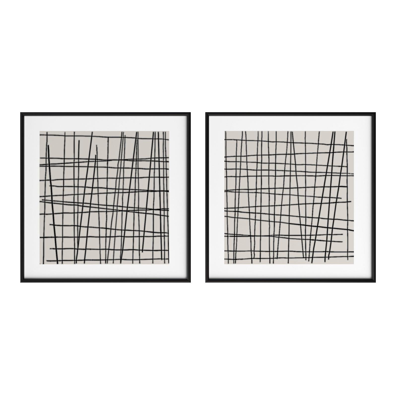 Sunpan Crosshatch Black Floater Frame- Set of 2