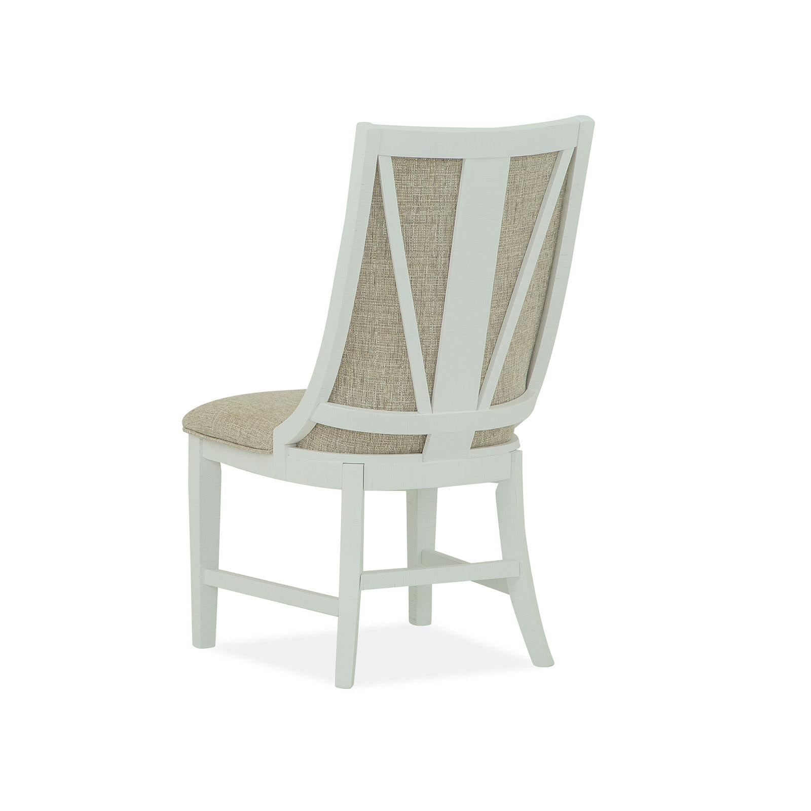 Magnussen Home Heron Cove Chalk White And Dovetail Grey Upholstered Host Chair Set of 2