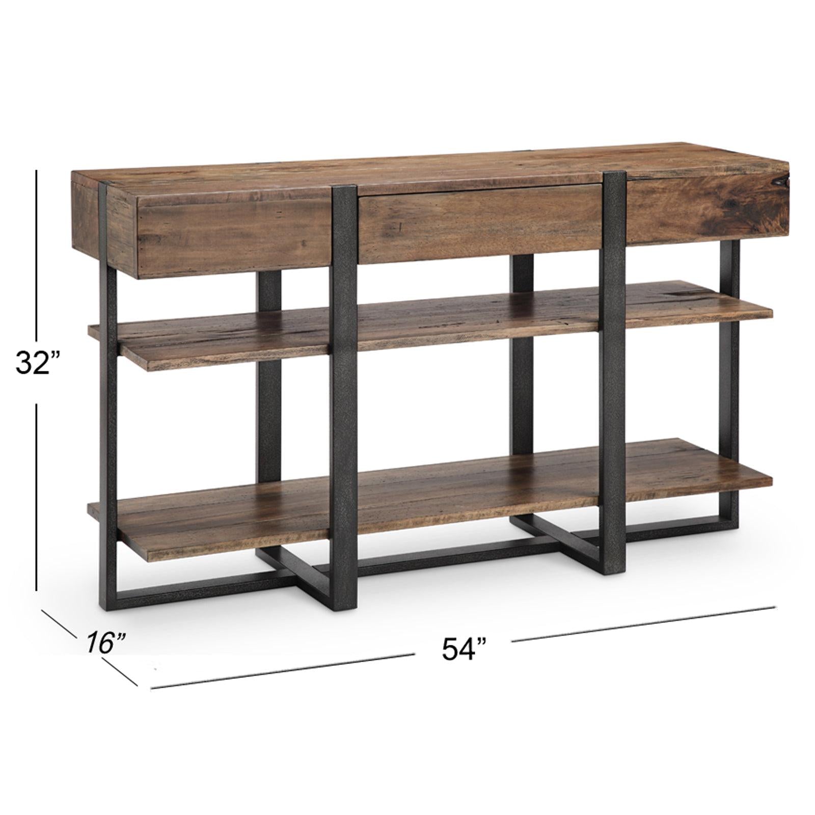 Magnussen Home Prescott Rustic Honey And Distressed Iron Rectangular Sofa Table