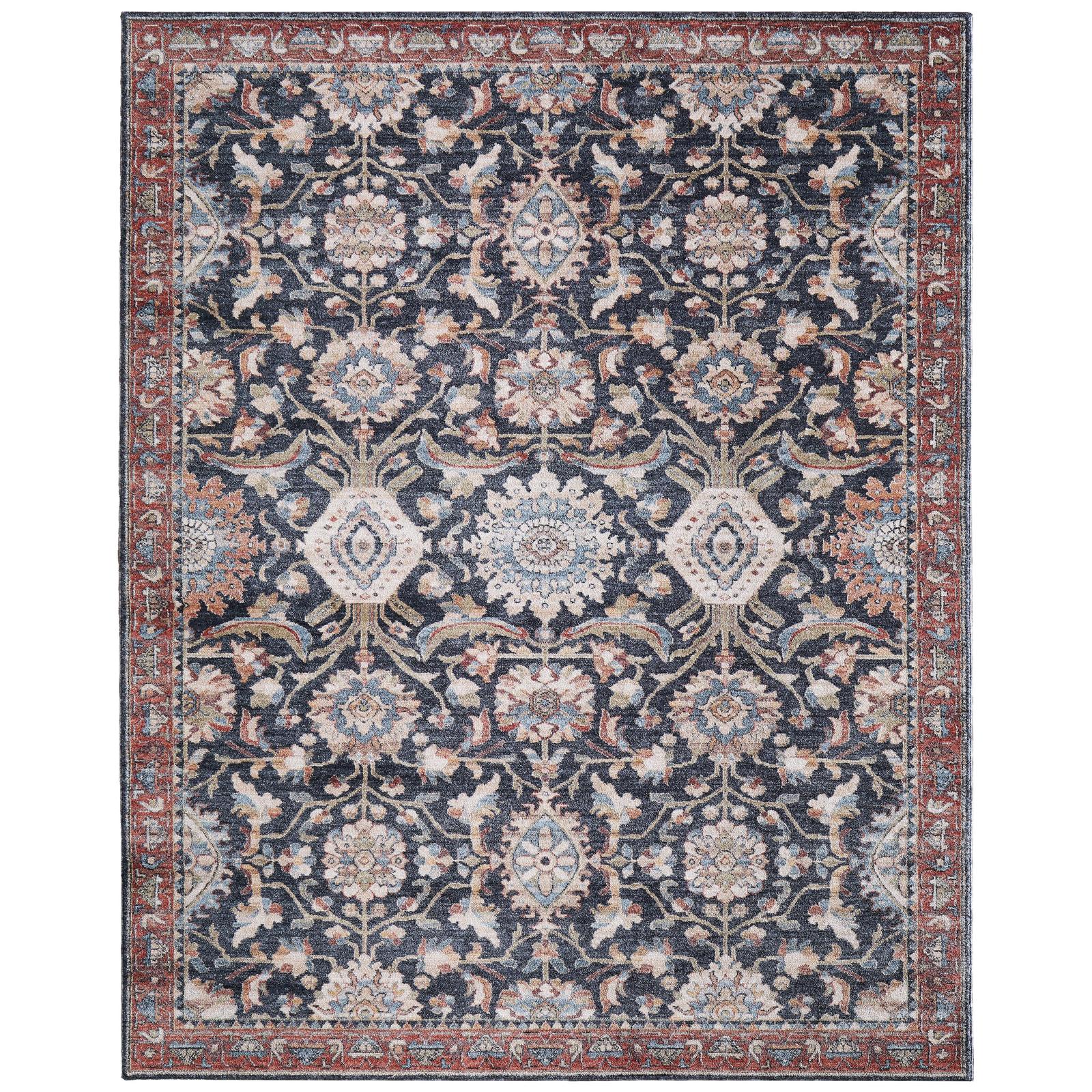 Feizy Pearson 39SGF Traditional Medallion, Blue/Red/Ivory, Rug