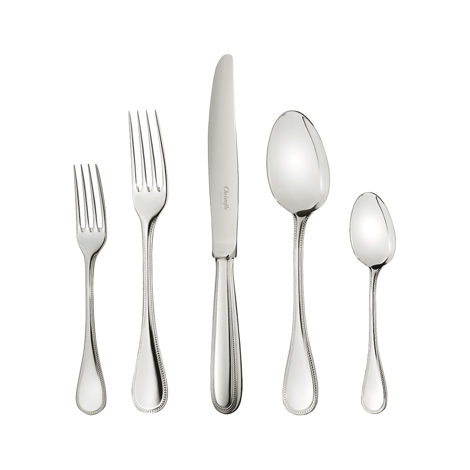 Christofle Steel Perles 5-Piece Stainless Steel Flatware Set