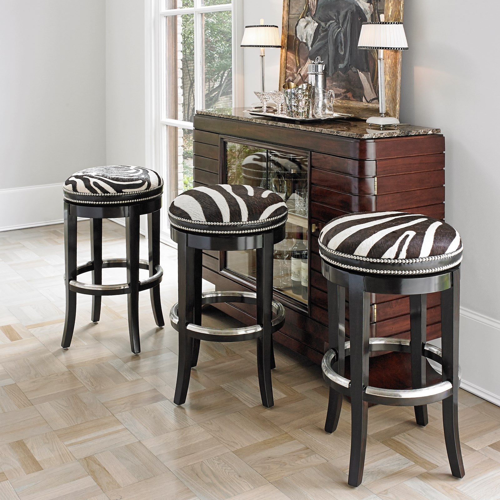 Ambella Zebrano Swivel Counter Stool - Backless
