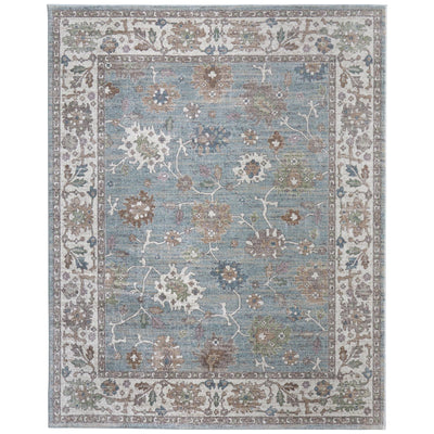 Feizy Dartmouth 39QNF Transitional Floral & Botanical Rug in Blue/Ivory/Brown