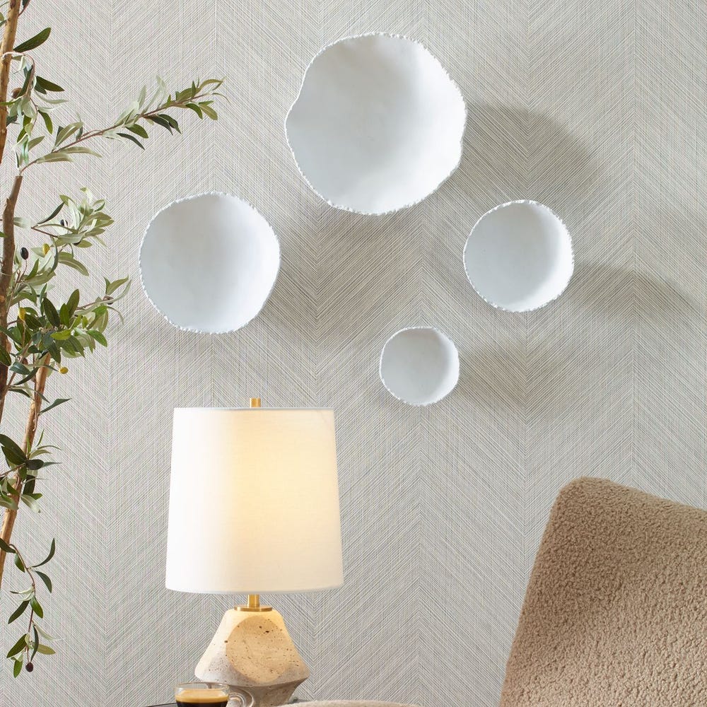 Uttermost Lucky Coins White Metal Wall Bowls - Set of 4