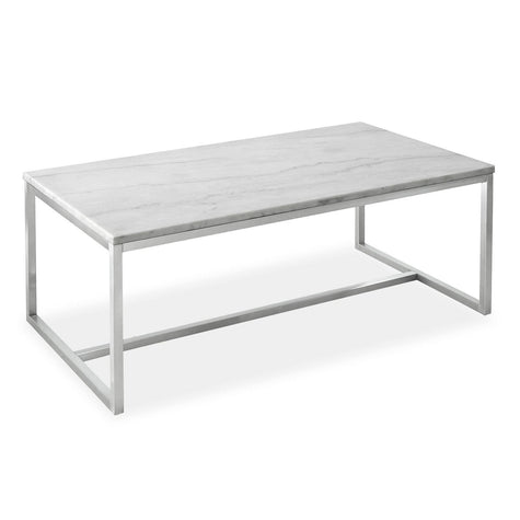 Magnussen Home Esme White Marble And Brushed Nickel Rectangular Cocktail Table