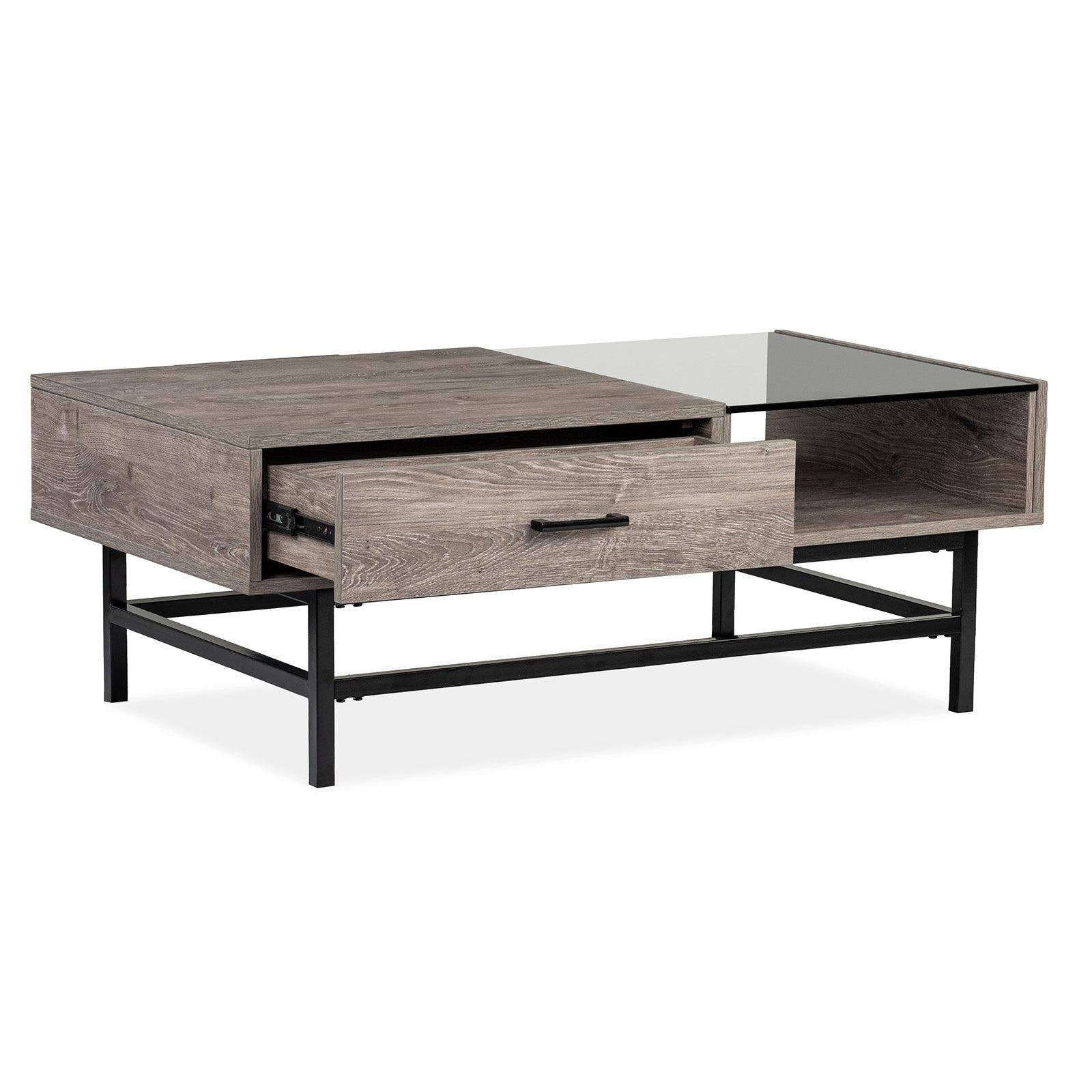Magnussen Home Fenwick Whitetail Brown And Smoke Glass Rectangular Lift Top Cocktail Table