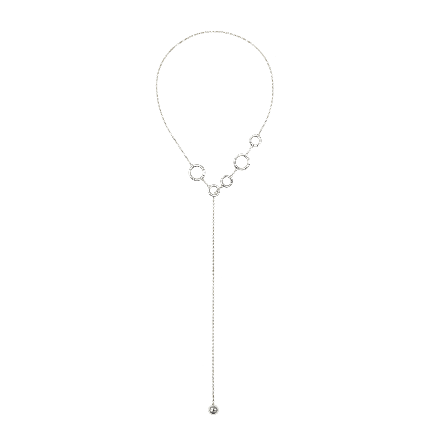 Christofle Idole de Christofle Sterling Silver Long Necklace 5 Rings