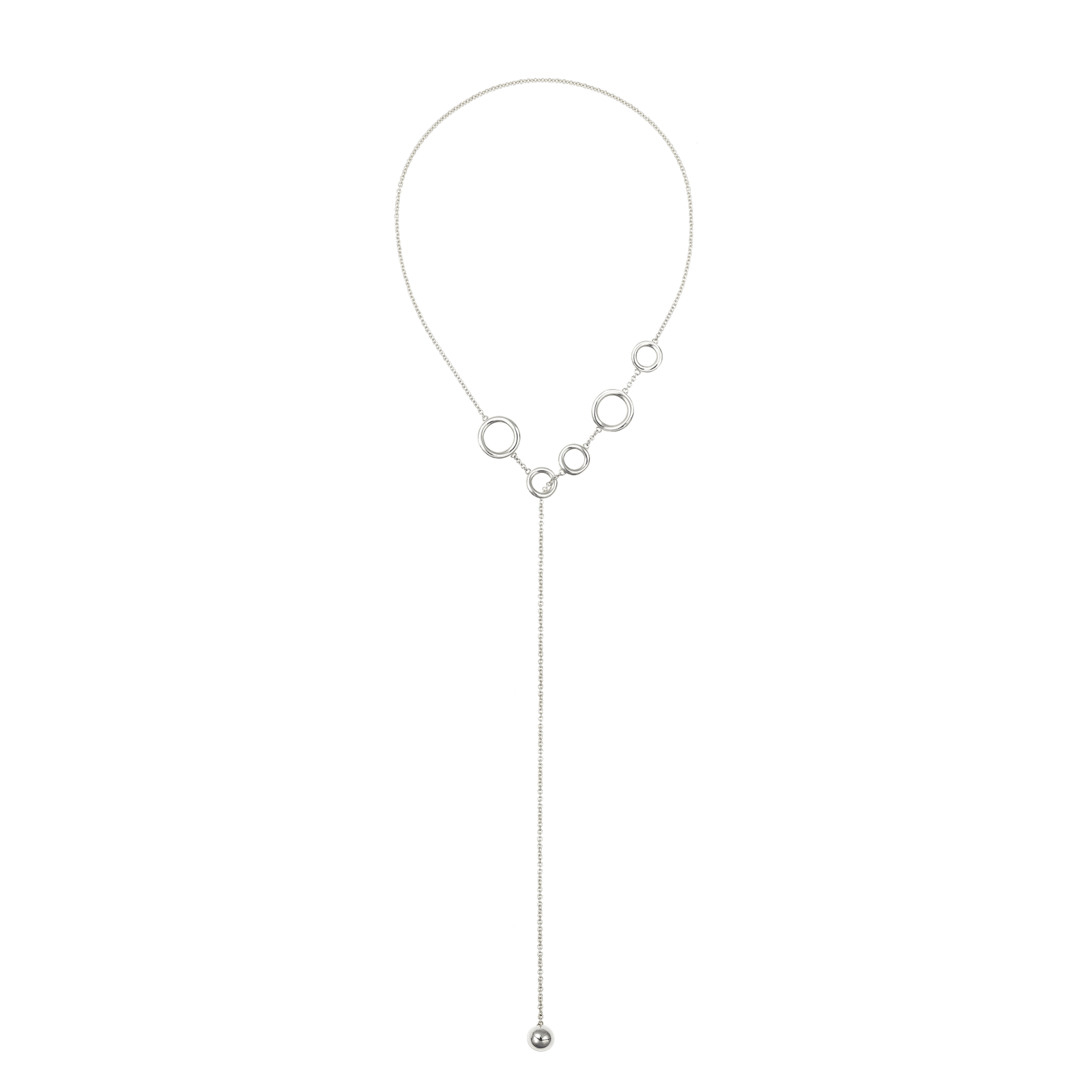 Christofle Idole de Christofle Sterling Silver Long Necklace 5 Rings
