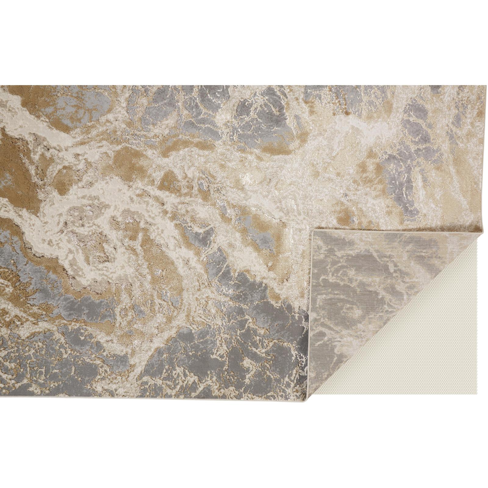 Feizy Aura 3563F Modern Abstract Rug in Ivory/Silver/Gold