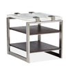 Magnussen Home Paradox Pearl White And Roasted Almond And Brushed Platinum Rectangular End Table
