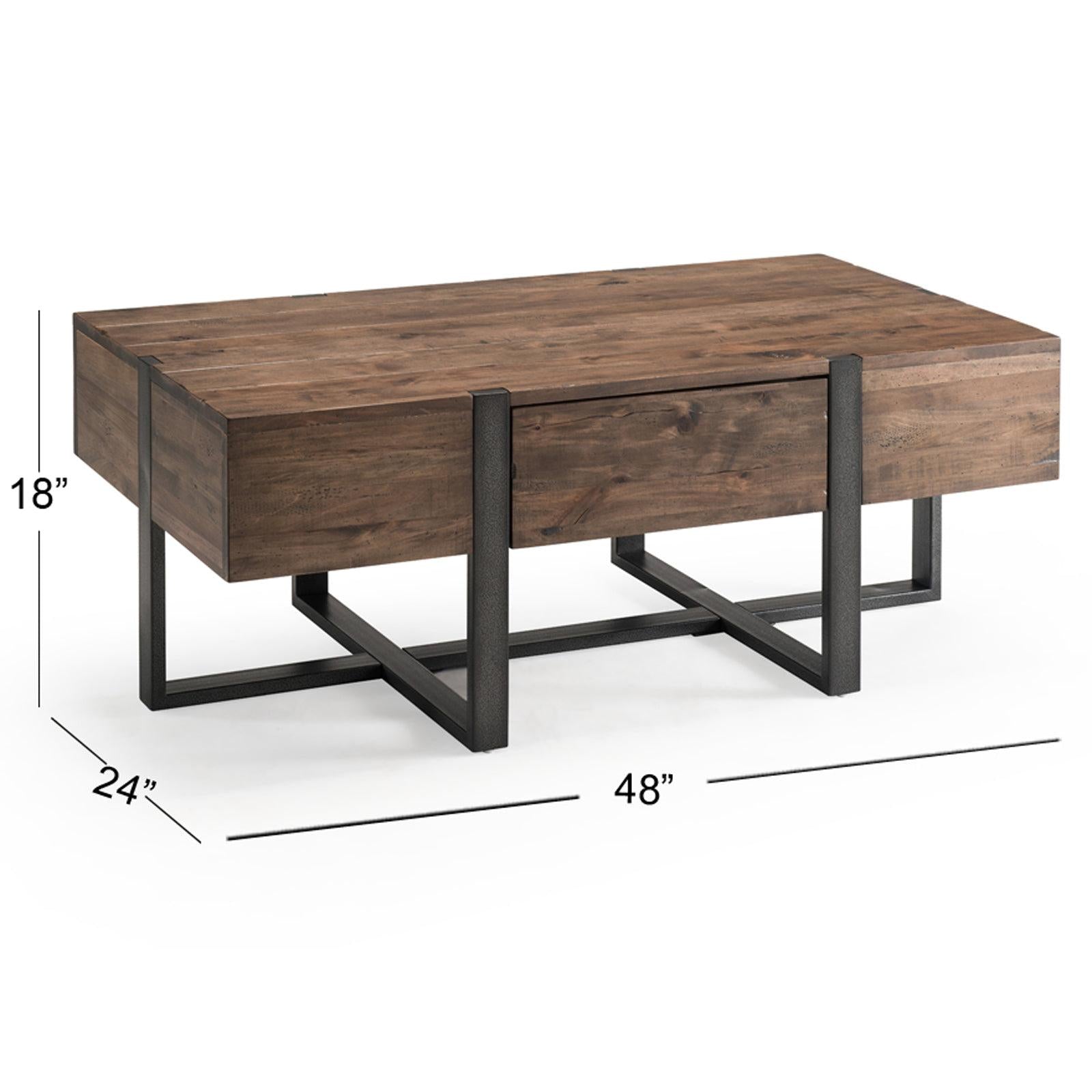Magnussen Home Prescott Rustic Honey And Distressed Iron Rectangular Cocktail Table