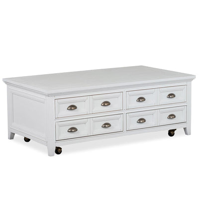 Magnussen Home Heron Cove Chalk White Lift Top Storage Cocktail Table With Casters