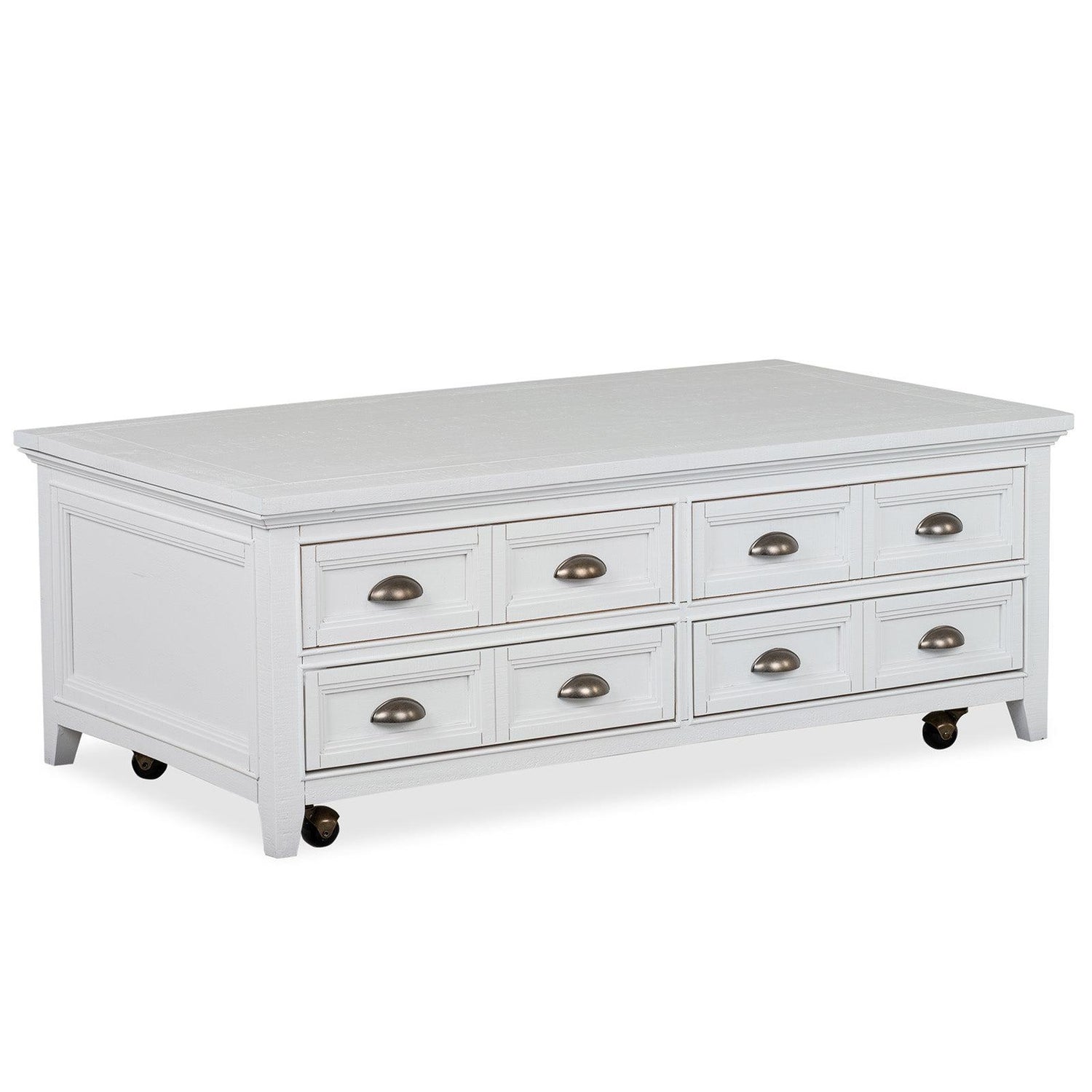 Magnussen Home Heron Cove Chalk White Lift Top Storage Cocktail Table With Casters