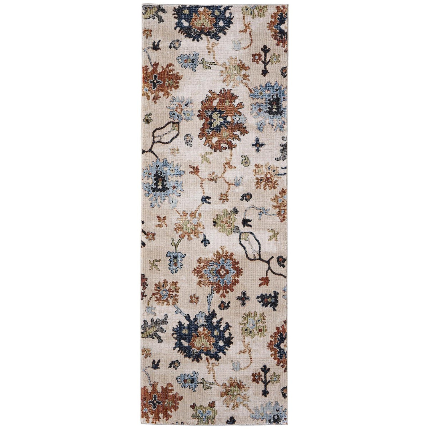 Feizy Melrose 39P1F Transitional Floral & Botanical Rug in Ivory/Red/Blue