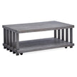 Magnussen Home Eldridge Weathered Gravel And Satin Bronze Rectangular Cocktail Table With Casters