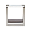 Magnussen Home Paradox Pearl White And Roasted Almond And Brushed Platinum Rectangular Accent Table
