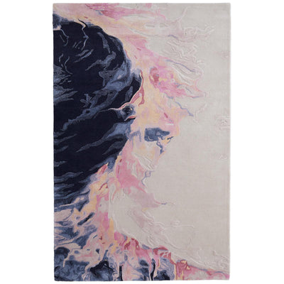 Feizy Kawai 8985F Modern Abstract Rug in Pink/Blue/Ivory