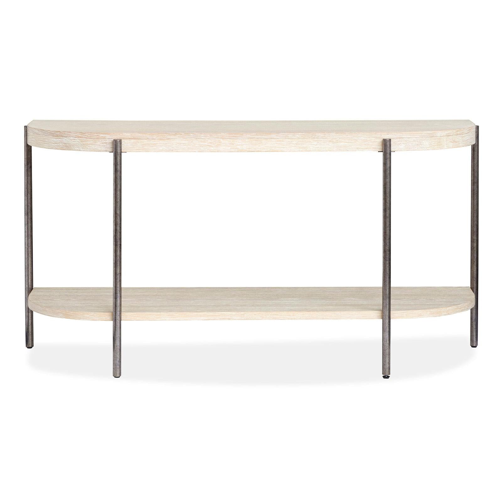 Magnussen Home Jennings Edgecomb Grey And Weathered Antique Nickel Demilune Sofa Table
