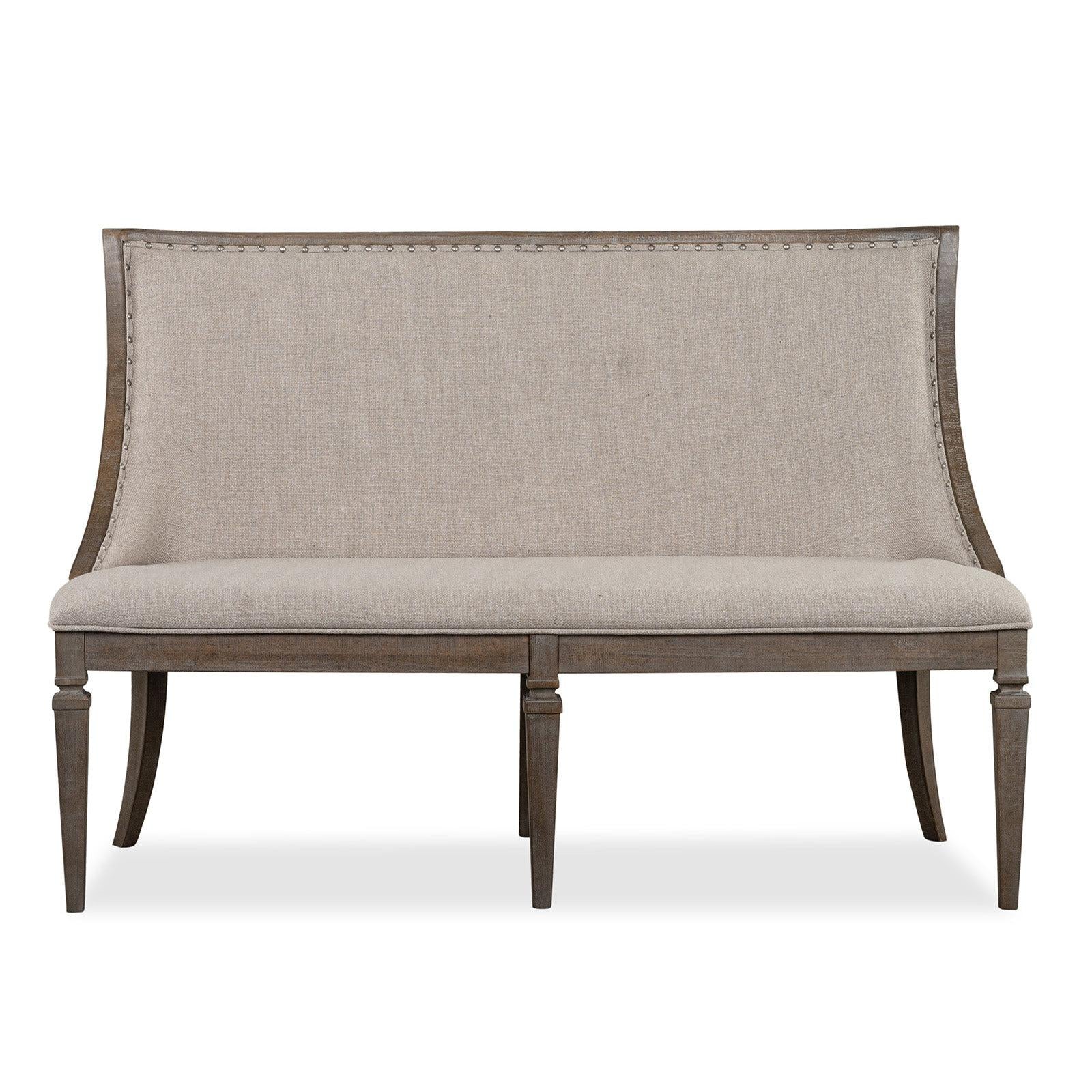 Magnussen Home Lancaster Dovetail Grey Upholstered Bench With Back