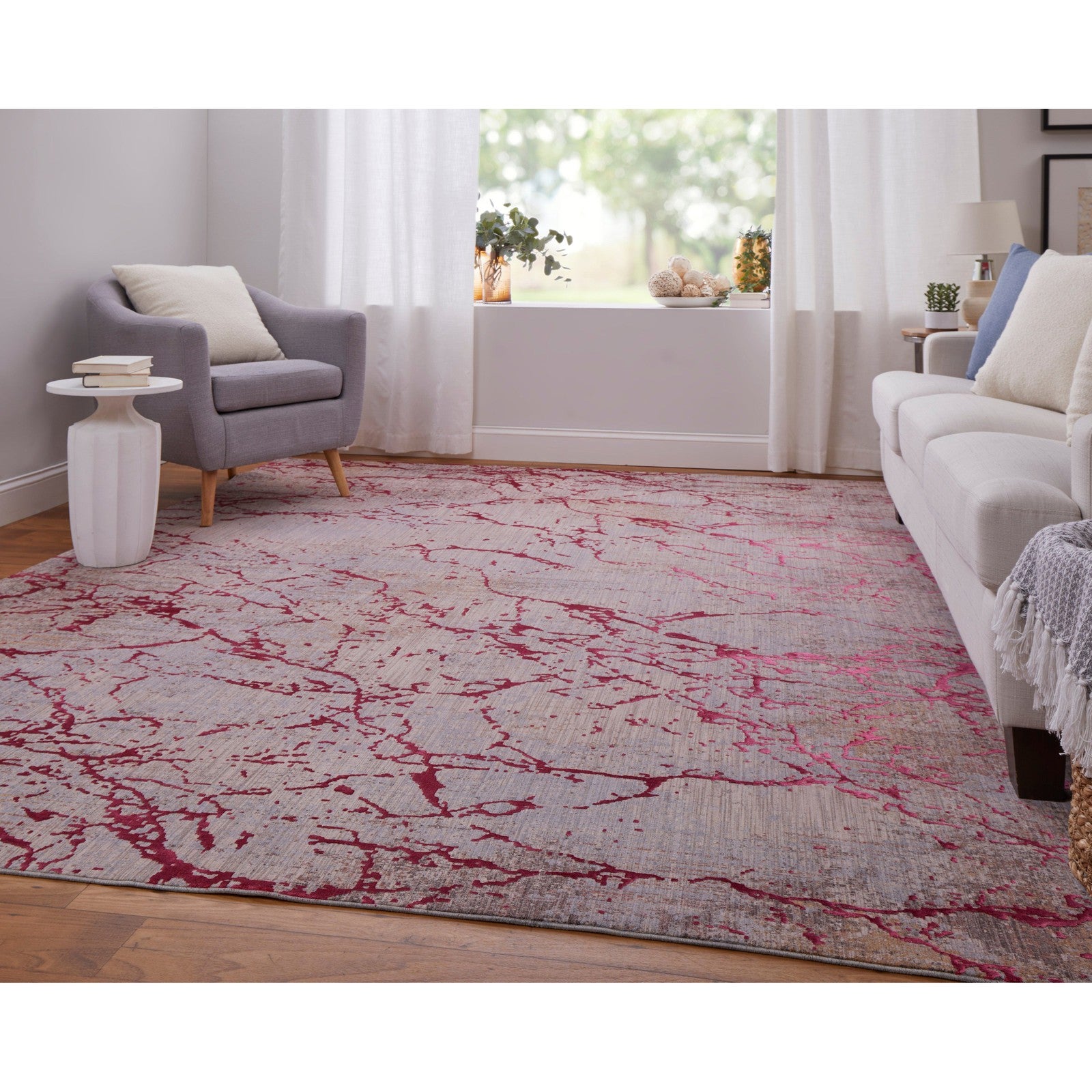 Feizy Pryor 39NEF Modern Abstract in Pink/Gray/Taupe