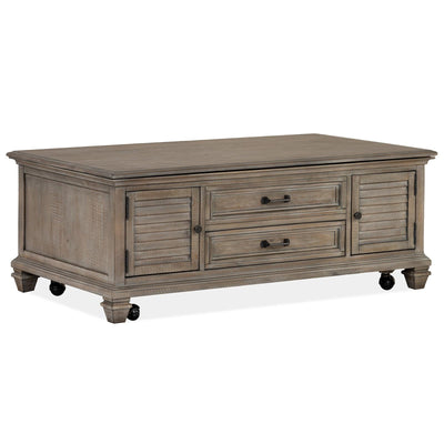 Magnussen Home Lancaster Dovetail Grey Lift Top Storage Cocktail Table With Casters