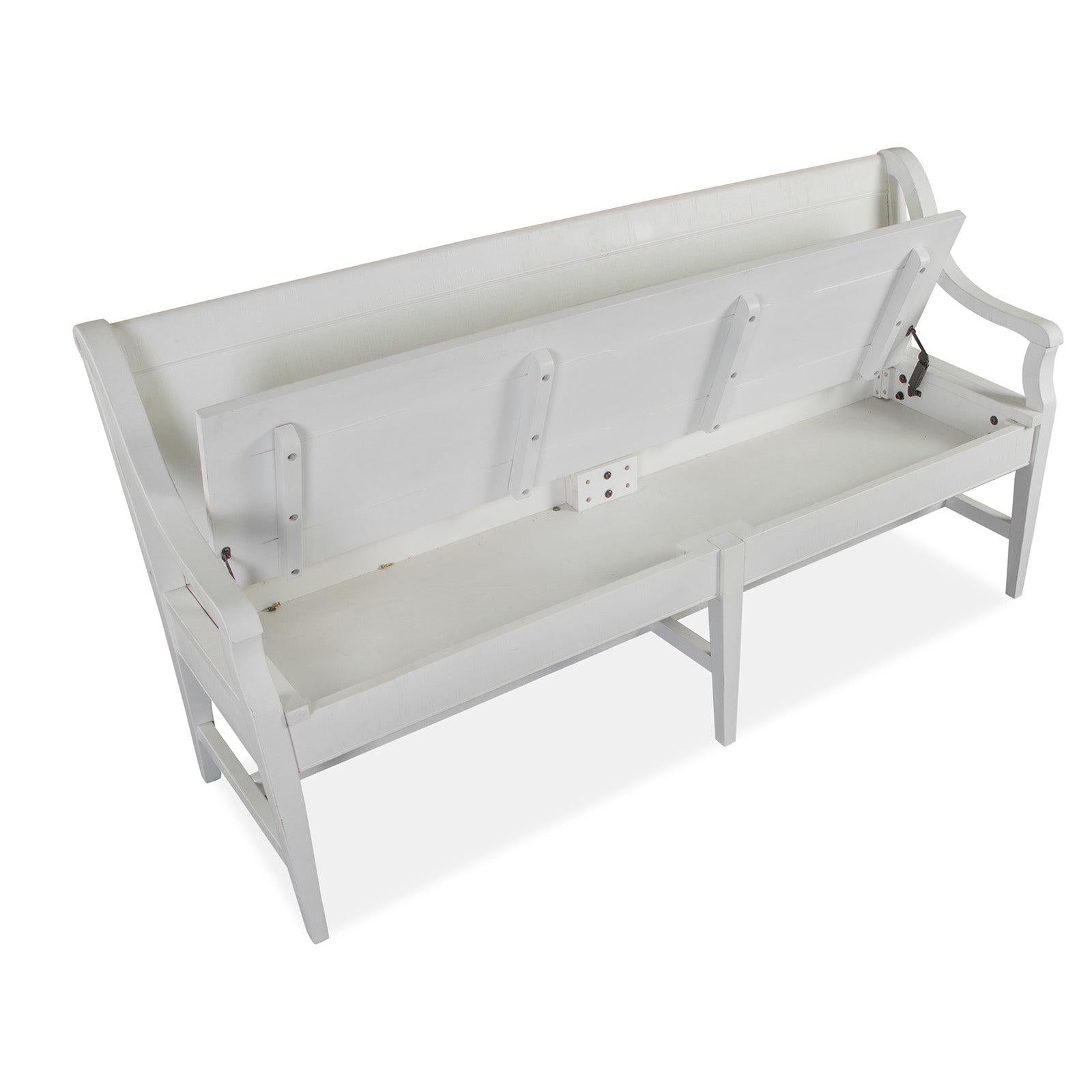 Magnussen Home Heron Cove Chalk White And Dovetail Grey Bench With Back