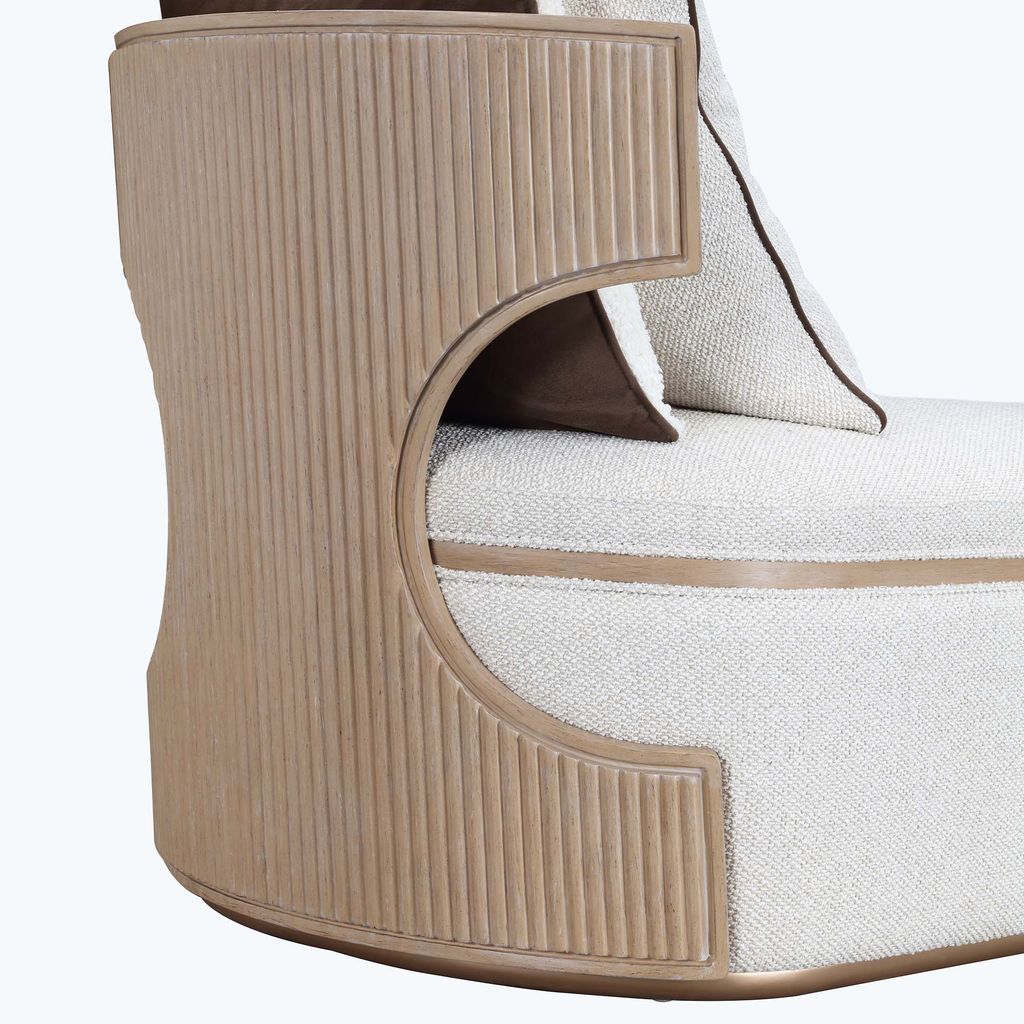 Michael Amini West Kensington Chaise - Buff/Seal Salt Caramel