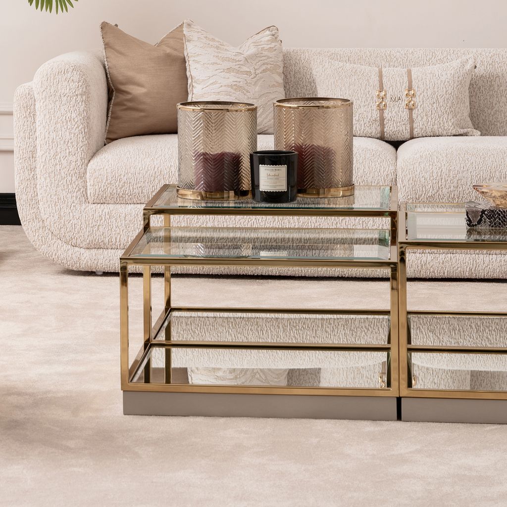 Michael Amini Savannah Breeze Bright Gold Short Cocktail Table - Set of 2