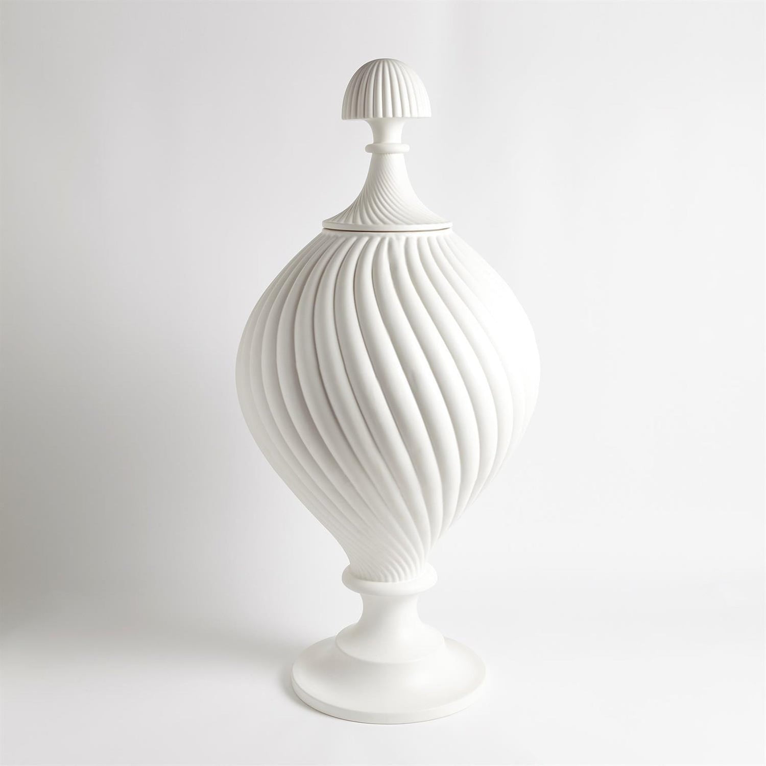 Global Views White Grande Swirl Jar