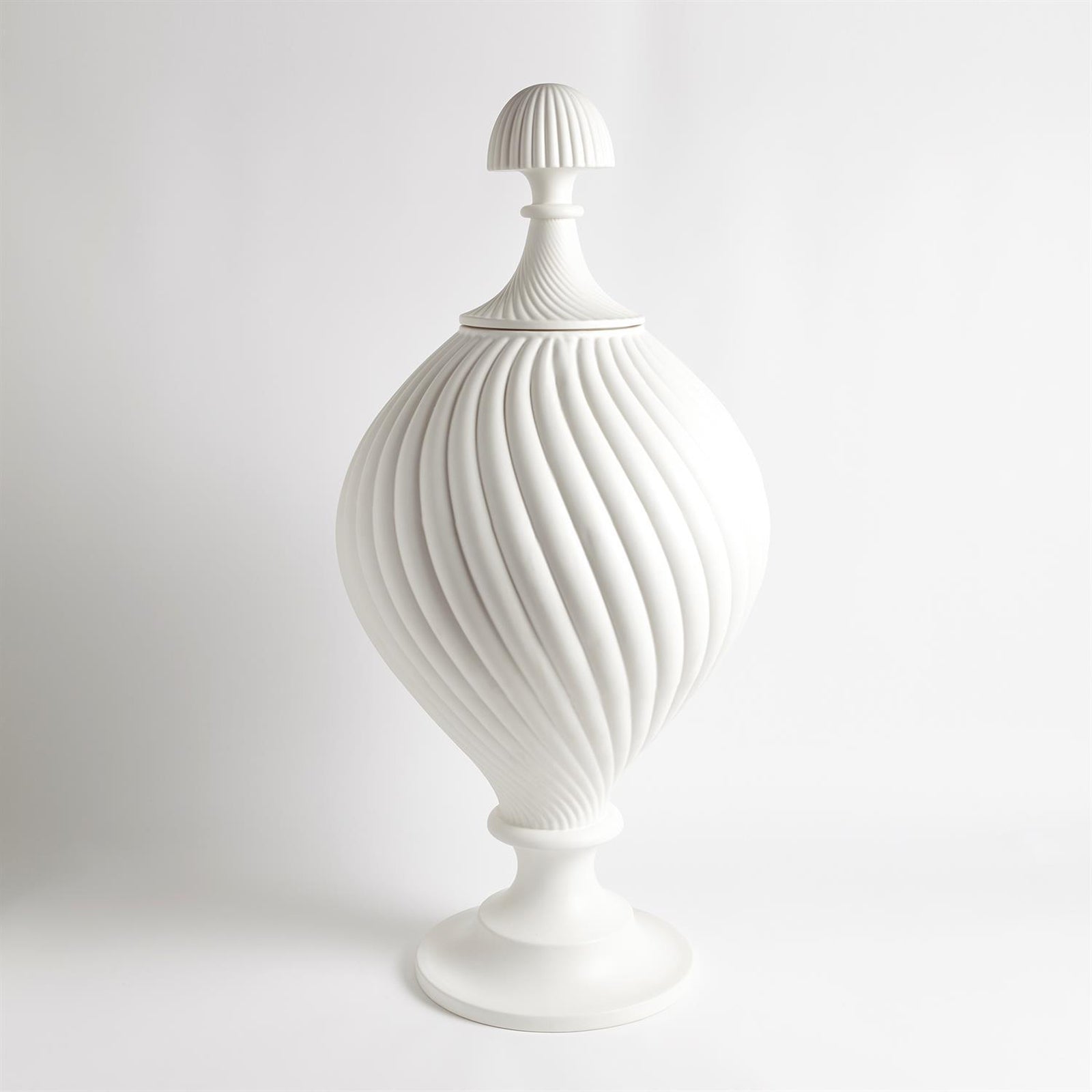 Global Views White Grande Swirl Jar