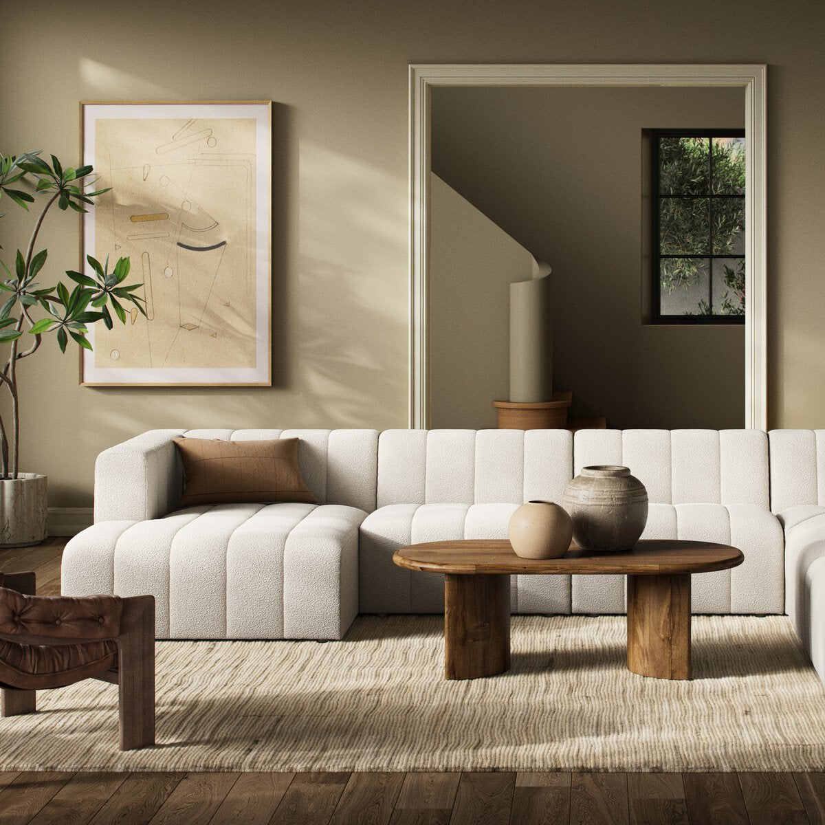 Four Hands Langham Channeled 6-Piece Sectional Left Chaise