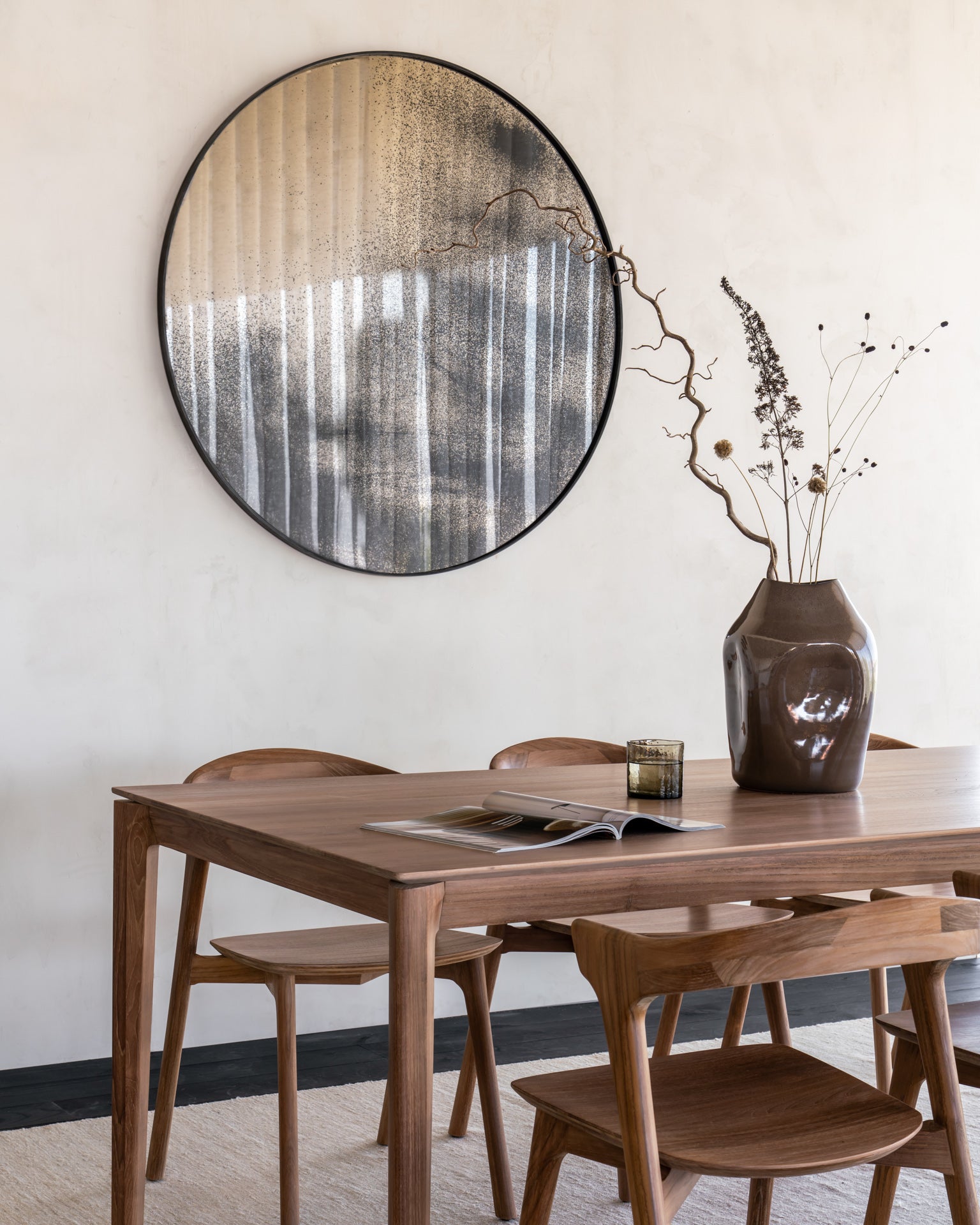 Ethnicraft Aged Round Wall Mirror