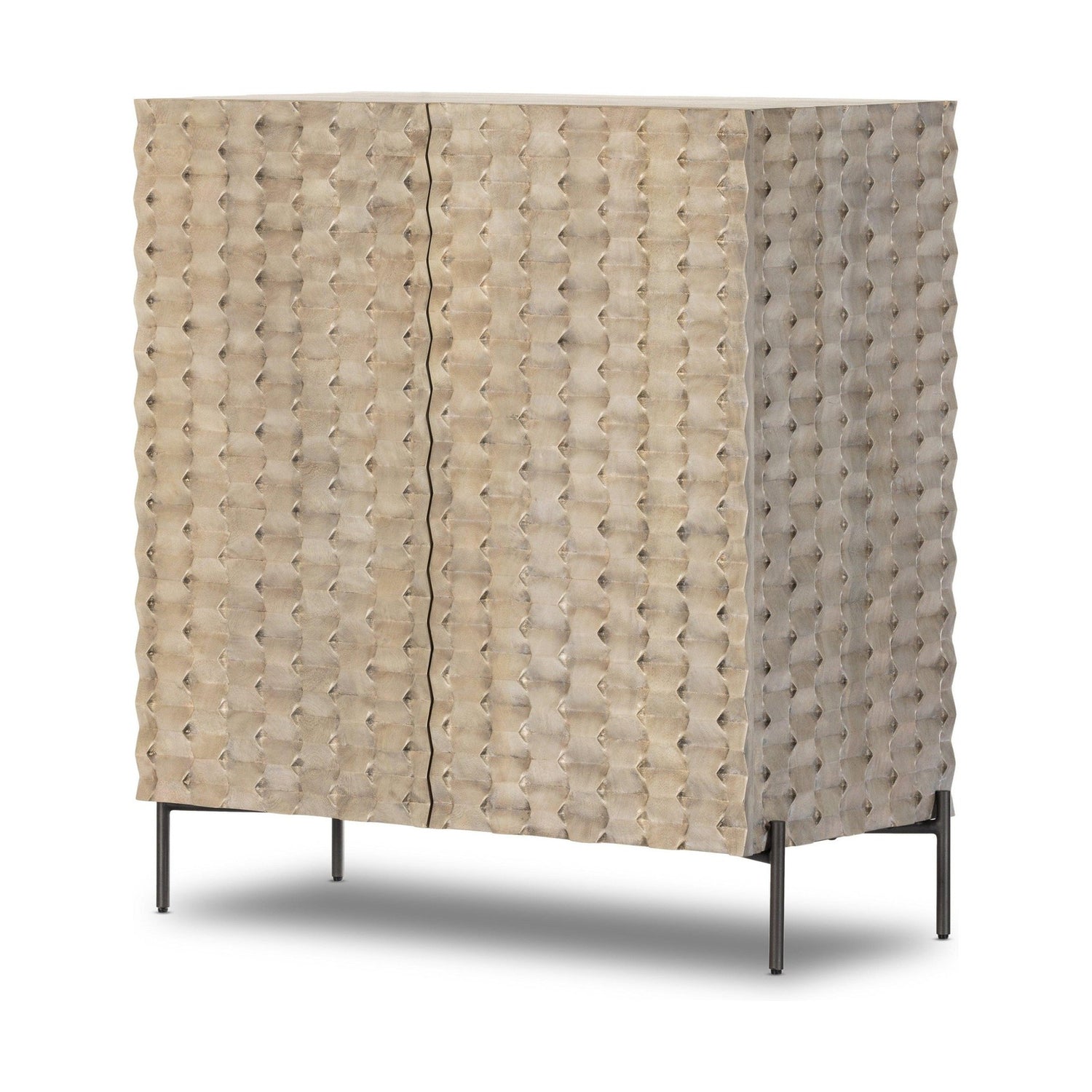 Raffael Bar Cabinet-Carvd Stonewash Grey